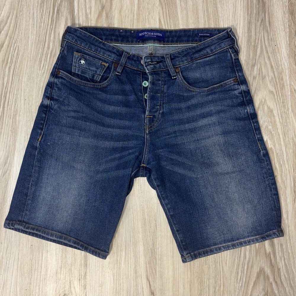 Scotch Soda Cotton Denim Shorts Ralston Slim Fit Blue Mens Size 30